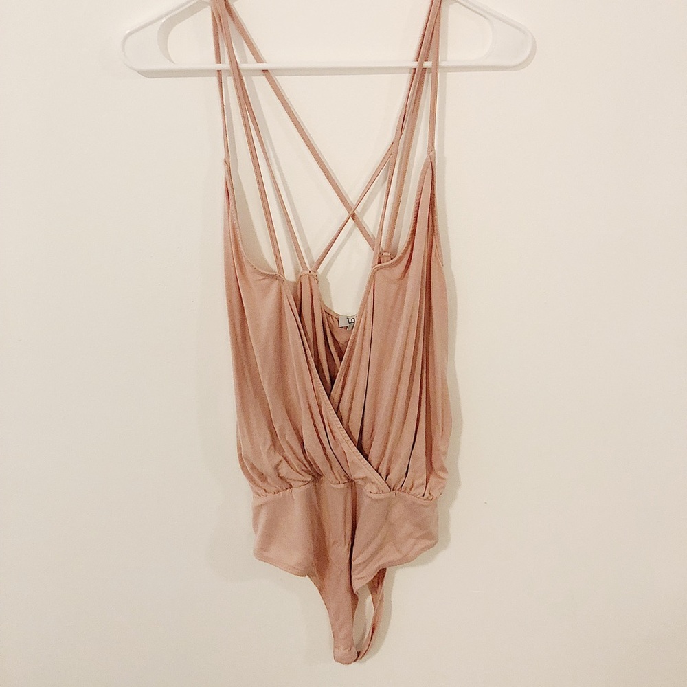Tobi pink bodysuit front crossover